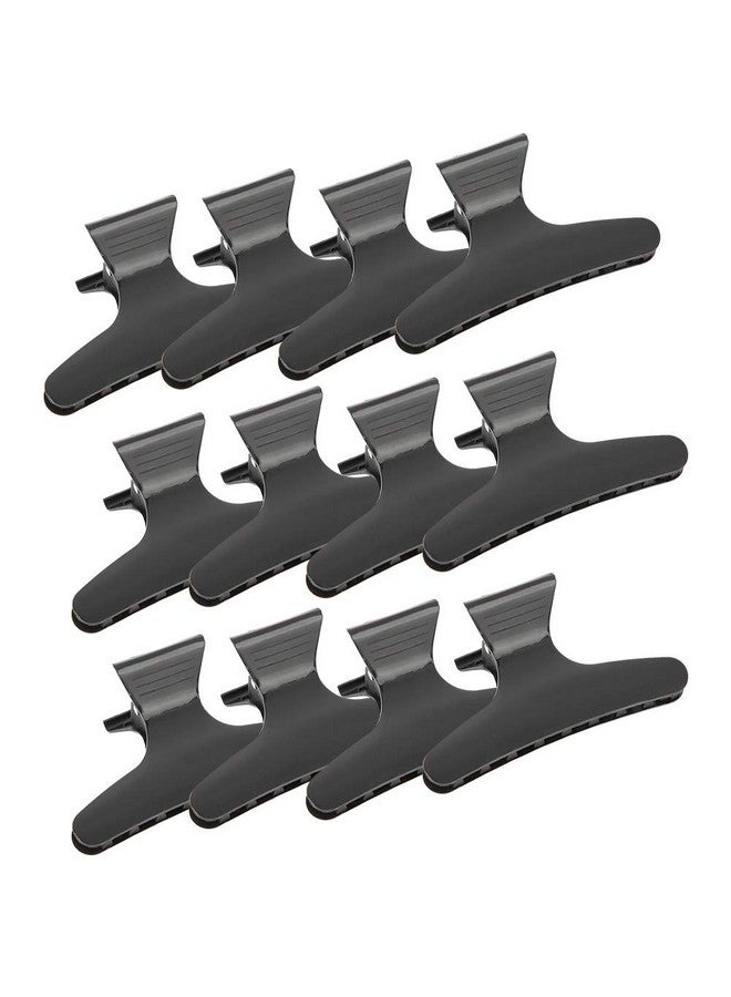 Uxsiya 12Pcs/Set Black Butterfly Holding Hair Clip Hair Section Claw Clamps For Hairdressing Tool For Women Girls Professional Hair Clamp Grips Hairdressing Styling Salon Tool - Image 1