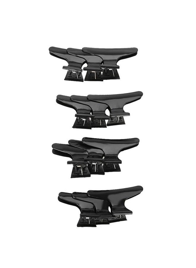 Uxsiya 12Pcs/Set Black Butterfly Holding Hair Clip Hair Section Claw Clamps For Hairdressing Tool For Women Girls Professional Hair Clamp Grips Hairdressing Styling Salon Tool - Image 5