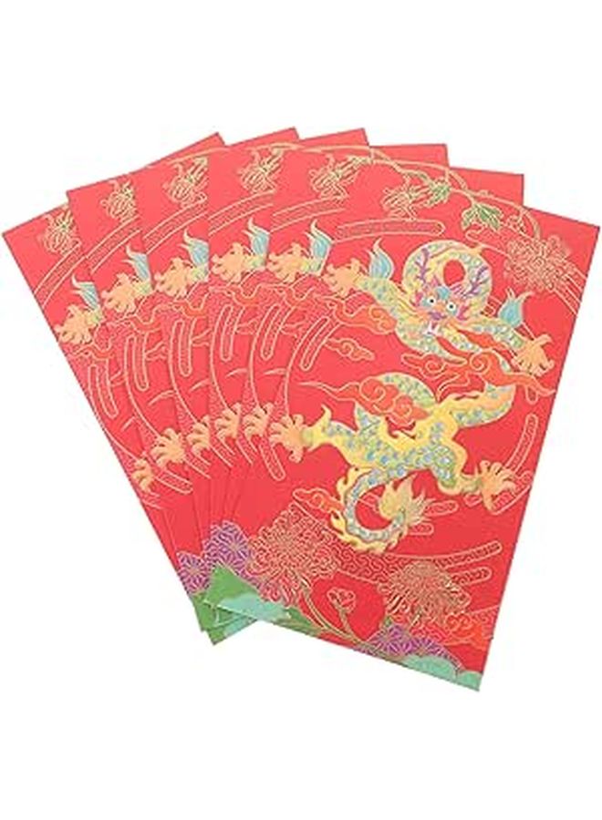 6 Pieces Chinese Red Envelopes Year Of The Dragon Lunar New Year Paper Money Pouches For Wedding And Birthday - Image 1