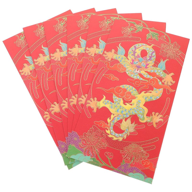 6 Pieces Chinese Red Envelopes Year Of The Dragon Lunar New Year Paper Money Pouches For Wedding And Birthday - Image 2