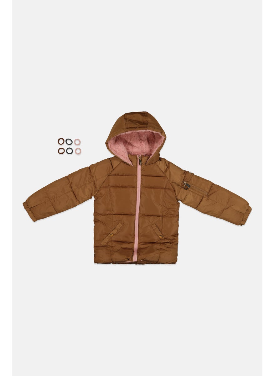 Limited Too - Toddlers Girl Quilted Puffer Jacket, Tan - Image 1