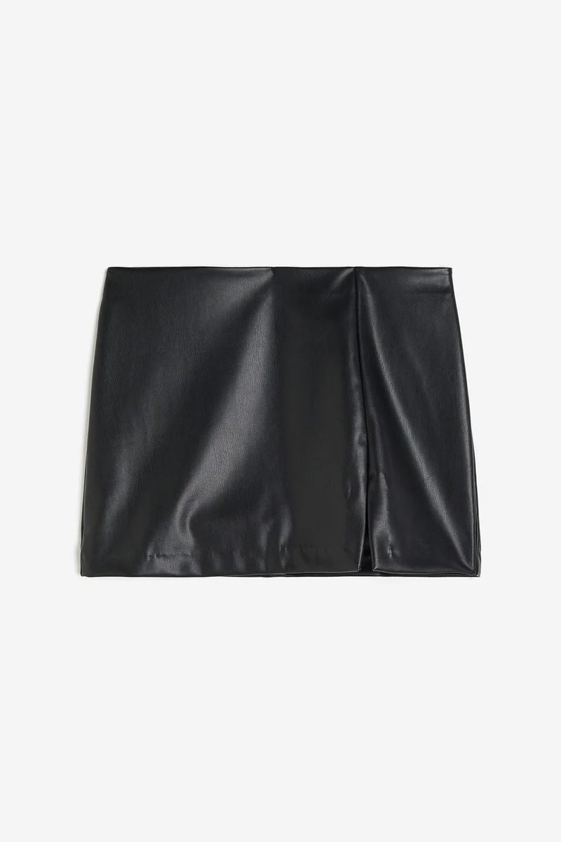 H&M Pu Slit Hem Mini Skirt