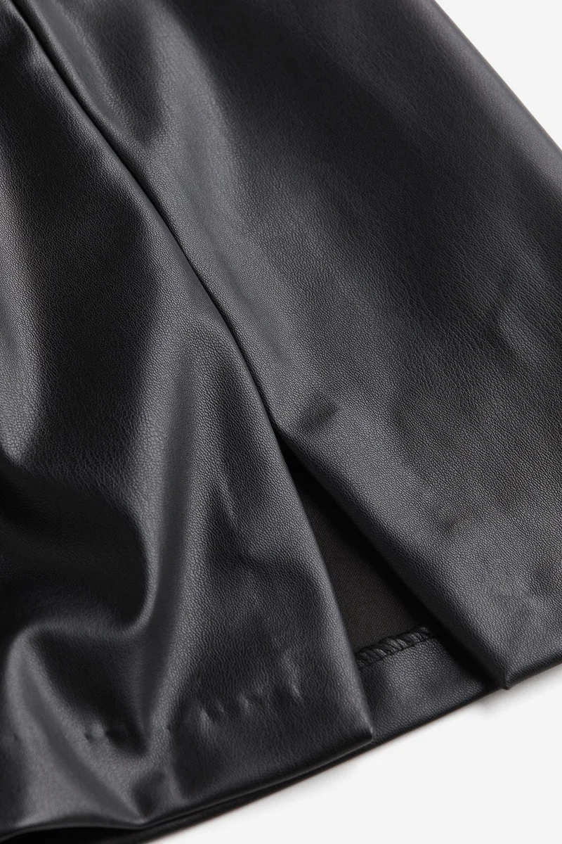 H&M Pu Slit Hem Mini Skirt