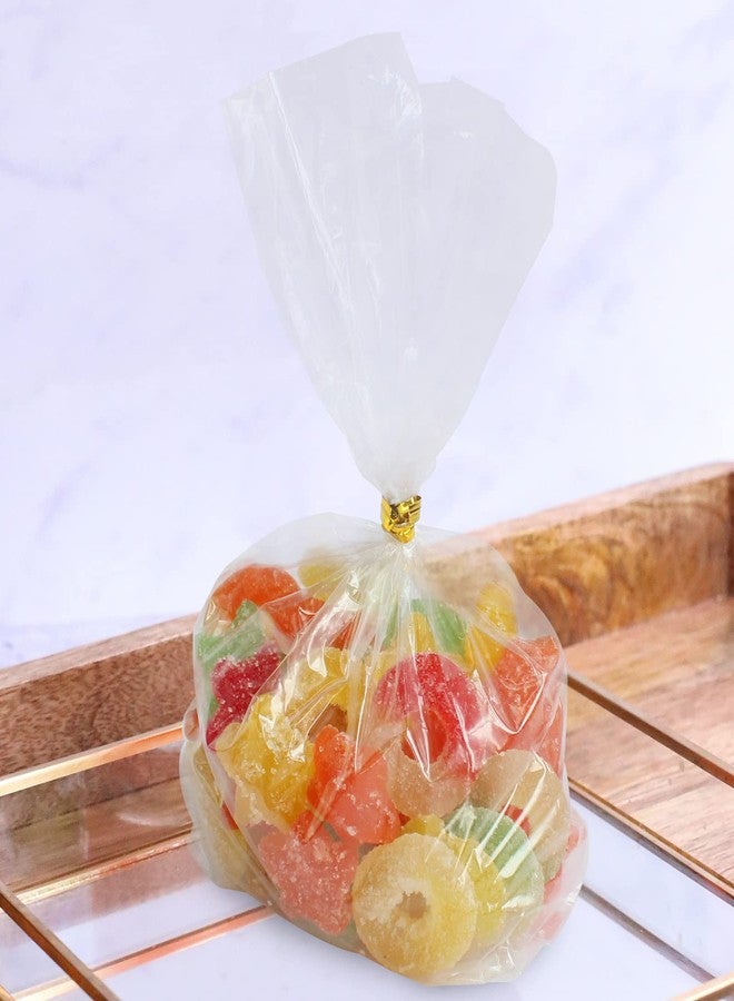 Belinlen 300 Pack 4” x 9” Plastic Poly Treat Bags - Side Gusset- Cookie Bags Pastry Bag Multi-purpose Plastic Gift Bag Perfect for Pastries, Candy Cookies, With Colorful Twist Ties(Translucent) - Image 4