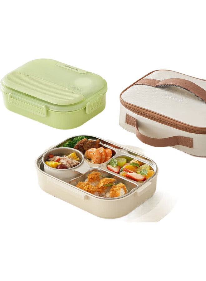 Joyoung 316l Lunch Box For Students And Office Workers, Bento Box With Chopsticks And Spoon, Large Capacity Four-c Partment Meal Container 1500ml White - Image 2