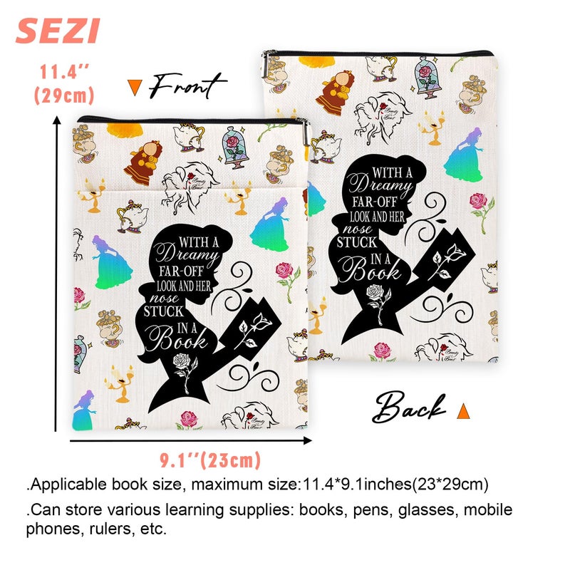 jepuyaya Princess Dreamy Book Sleeve, Beauty Inspired Book Sleeve, Fairytale Lover Gift A Tale as Old as Time Gift Book Cover, Paperback Book Cover with Zipper6JB036 - Image 2