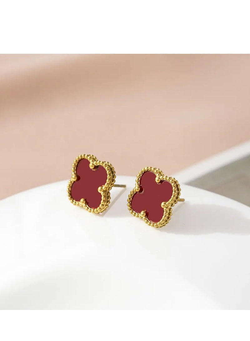 Luxury Jewelry Set – Necklace, Bracelet, Earrings & Ring with Elegant Floral Design - Red  - Image 4