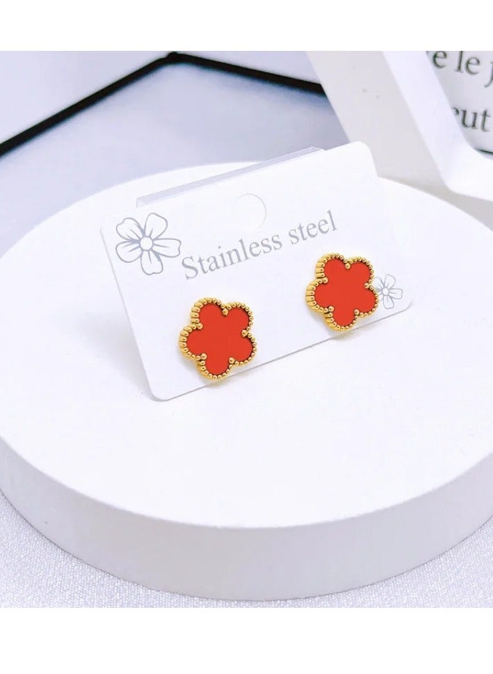 Luxury Jewelry Set – Necklace, Bracelet, Earrings & Ring with Elegant Floral Design - Red  - Image 2