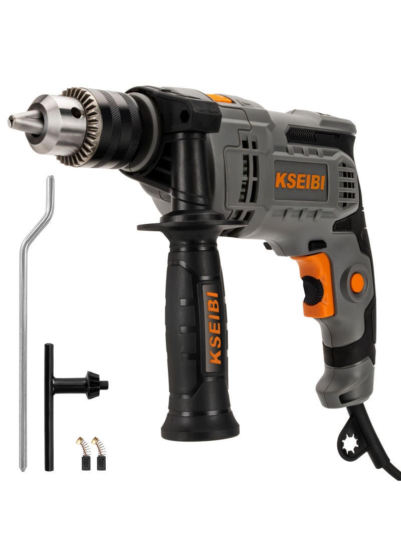 KSEIBI Impact Hammer Drill 710W, Corded Drill with Variable Speed 0-2800RPM, Hammer Drill 2 Functions in 1 For Drilling Steel, Concrete, Wood, Plastic, Adjustable Side Handle  - Image 1