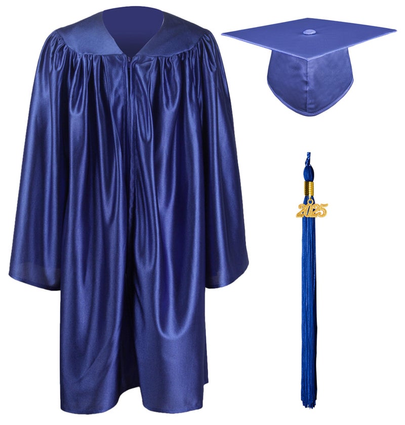 GraduationMall طقم قبعة وثوب تخرج لمرحلة رياض الأطفال مع شريط 2025 باللون الأزرق الملكي 30 (3'9"-3'11") - Image 1