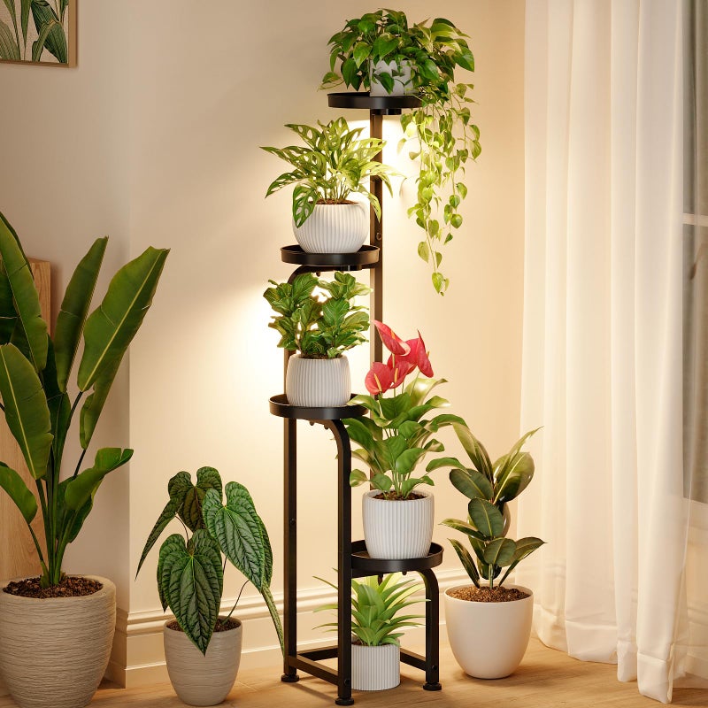 Bamworld Plant Stand with Grow Light, Corner Metal Flower Pot Stands for Multiple Plants, 4 Tier Heavy Duty Plant Shelf for Patio Garden Balcony Living Room Bedroom(Patent Design) - Image 1