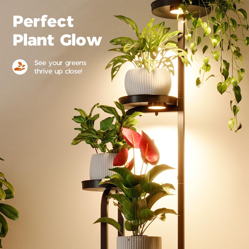Bamworld Plant Stand with Grow Light, Corner Metal Flower Pot Stands for Multiple Plants, 4 Tier Heavy Duty Plant Shelf for Patio Garden Balcony Living Room Bedroom(Patent Design) - Image 2