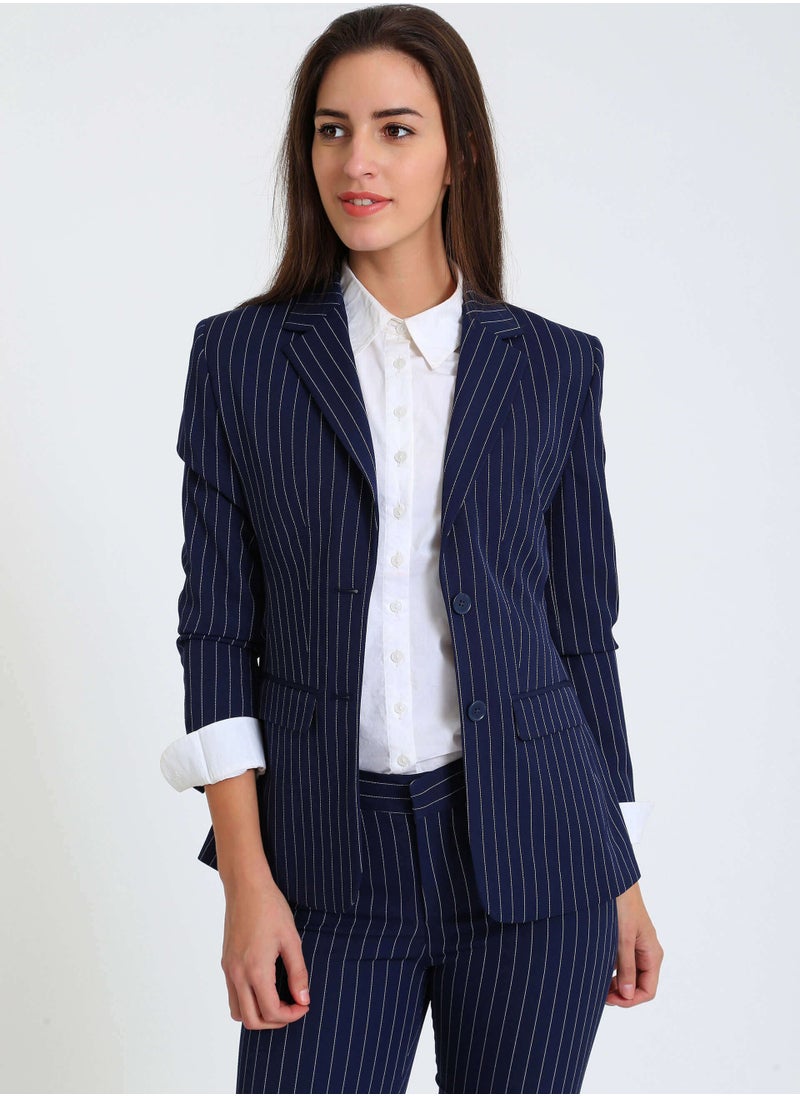 Salt Attire Women'sNavy Blue Tailored Blazer - Stylish and Versatile Blazer for Work and Casual Wear, Perfect for Elevating Any Outfit with a Polished Look for Every Occasion.  - Image 1