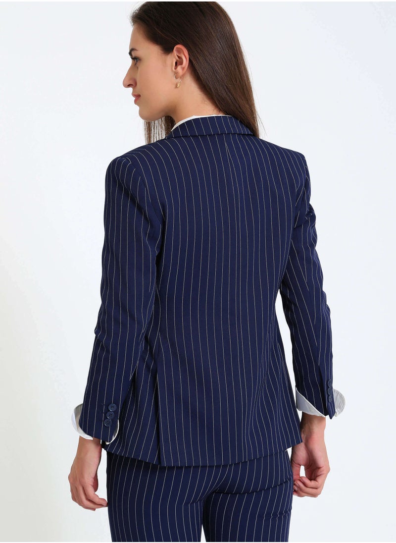 Salt Attire Women'sNavy Blue Tailored Blazer - Stylish and Versatile Blazer for Work and Casual Wear, Perfect for Elevating Any Outfit with a Polished Look for Every Occasion.  - Image 2
