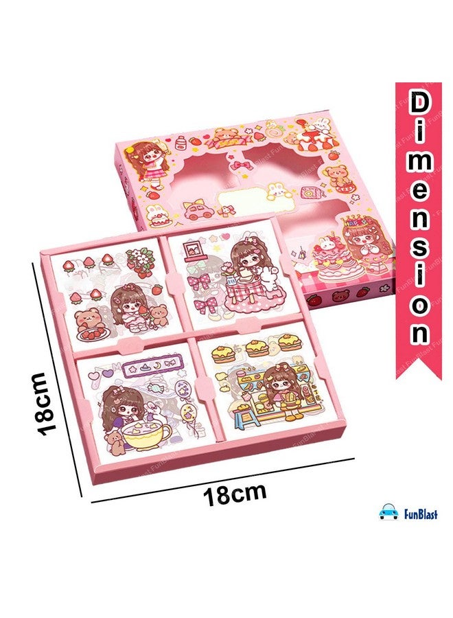 FunBlast Sweet Party Theme Kawaii Self Adhesive Floor Stickers -100 Sheets PVC Cute Washi Sticker for Project, Japanese Style Girls Sticker Set, Scrapbooking, DIY Arts Crafts - 18 x 18 x 2 CM - Image 2