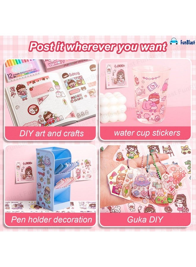 FunBlast Sweet Party Theme Kawaii Self Adhesive Floor Stickers -100 Sheets PVC Cute Washi Sticker for Project, Japanese Style Girls Sticker Set, Scrapbooking, DIY Arts Crafts - 18 x 18 x 2 CM - Image 3