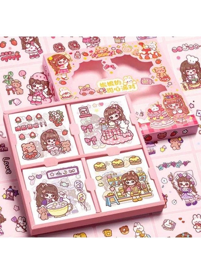 FunBlast Sweet Party Theme Kawaii Self Adhesive Floor Stickers -100 Sheets PVC Cute Washi Sticker for Project, Japanese Style Girls Sticker Set, Scrapbooking, DIY Arts Crafts - 18 x 18 x 2 CM - Image 1
