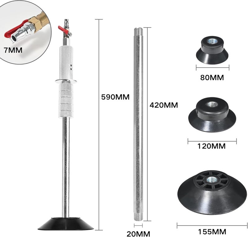 VQP Pneumatic Dent Puller, Pneumatic Suction Cup Dent Puller with 3 Suction Cups (3.2", 4.7", 6.1â€), Car Dent Puller Kit, Auto Body Dent Repair Kit, 23.2â€ Length - Image 3