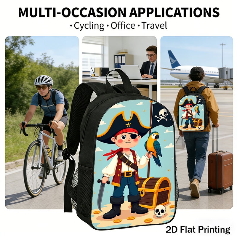 حقيبة ظهر قراصنة كاوايي لطيفة بسعة كبيرة وطباعة زاهية للتنقل اليومي للمراهقين وطباعة مسطحة ثنائية الأبعاد - Image 5