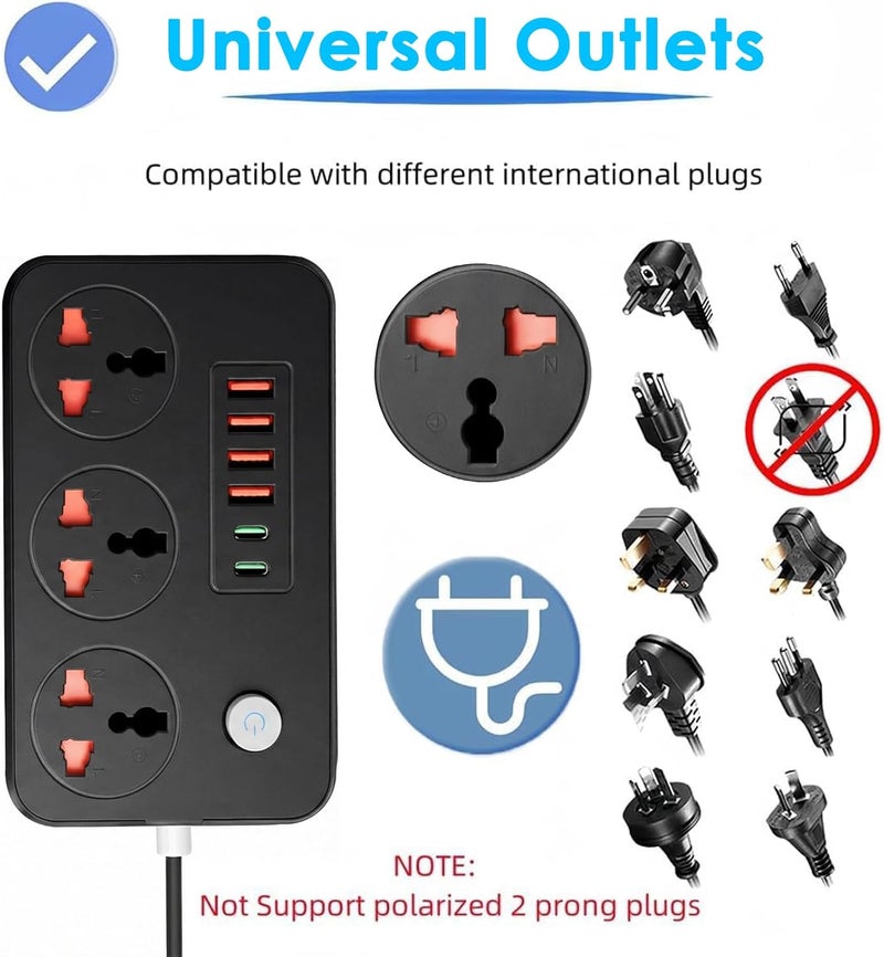 نكومي أسلاك تمديد من نوع Necomi Power Strips مزودة بـ 4 منافذ كهربائية (3.1 أمبير) ومحول USB مدمج، بالإضافة إلى 6 منافذ كهربائية ذكية وقابس حائطي شامل، ومحمي من الصدمات الكهربائية والأضرار الناتجة عنها؛ طول الكابل 2 متر/6.5 قدم، مخصصة للاستخدام في المكاتب المنزلية (لون أبيض). - Image 4