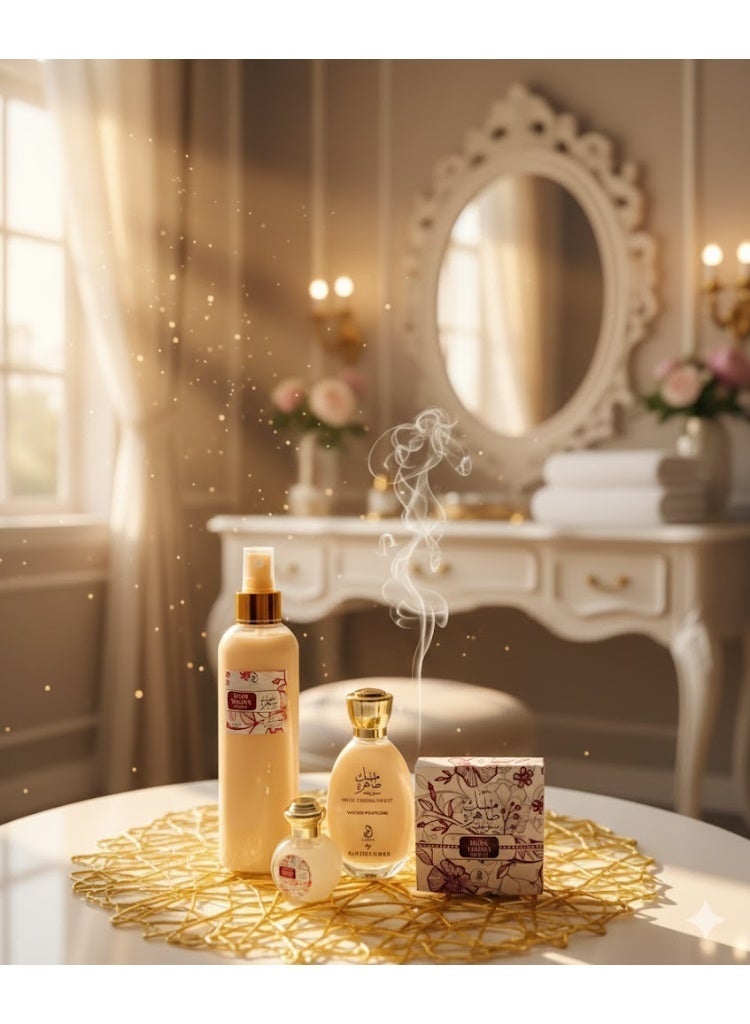 Arabiyat My Perfumes Musk Al Tahara Collection – 4-Piece Musk Al Tahara Gift Set for Women: Incense, Body Spray, Milky Perfume, and Concentrated Perfume - Image 3