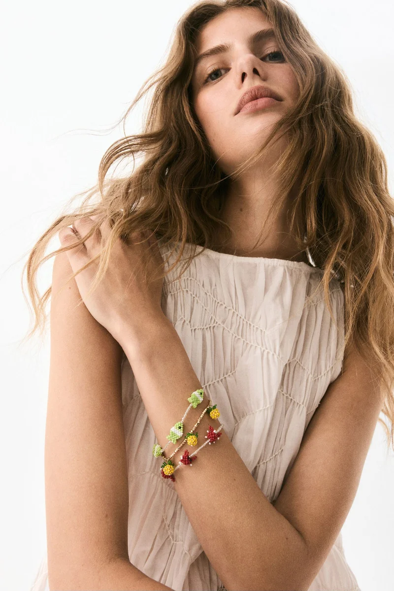 H&M 001-05-102-Metal Bright 3-pack beaded bracelets for Women | Best Price UAE