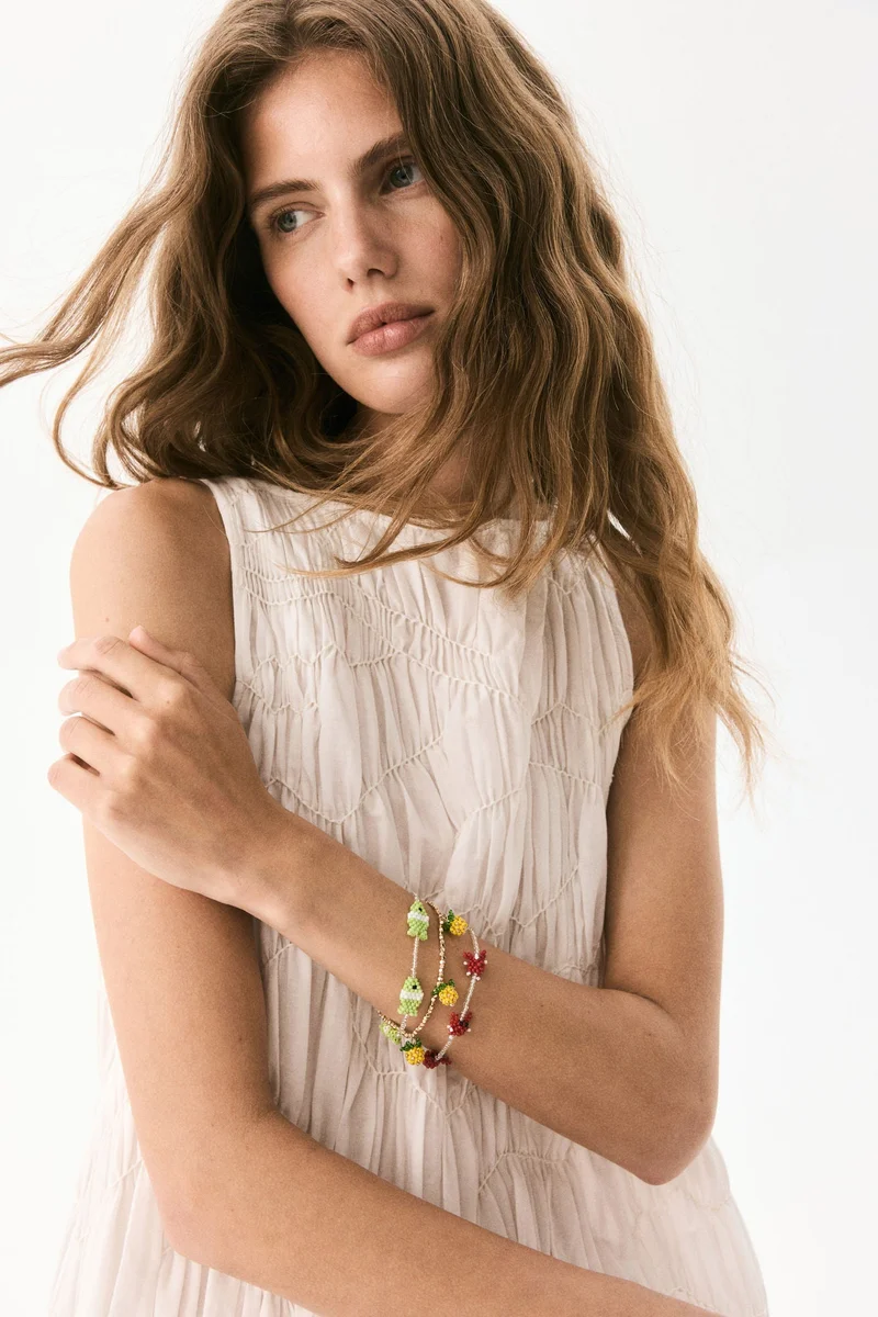H&M 001-05-102-Metal Bright 3-pack beaded bracelets for Women | Best Price UAE