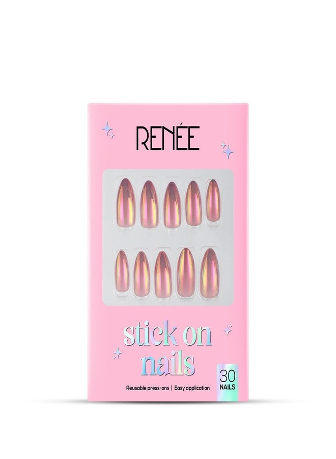 RENEE Stick On Nails Holographic Nail 02| 30 Reusable Artificial Fake Nail Set| Lightweight & Long Lasting| Easy To Use| Quick Fix For Festivals & Special Occasions - Image 1
