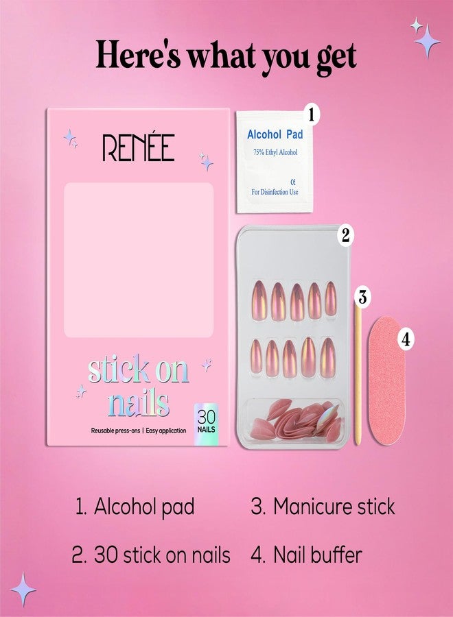 RENEE Stick On Nails Holographic Nail 02| 30 Reusable Artificial Fake Nail Set| Lightweight & Long Lasting| Easy To Use| Quick Fix For Festivals & Special Occasions - Image 4