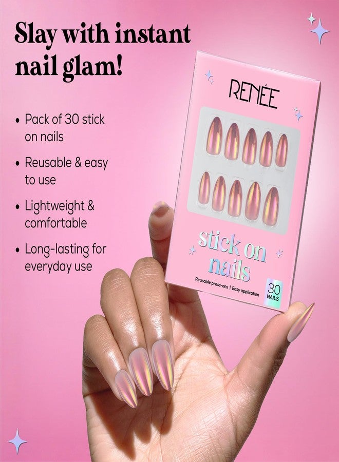 RENEE Stick On Nails Holographic Nail 02| 30 Reusable Artificial Fake Nail Set| Lightweight & Long Lasting| Easy To Use| Quick Fix For Festivals & Special Occasions - Image 3