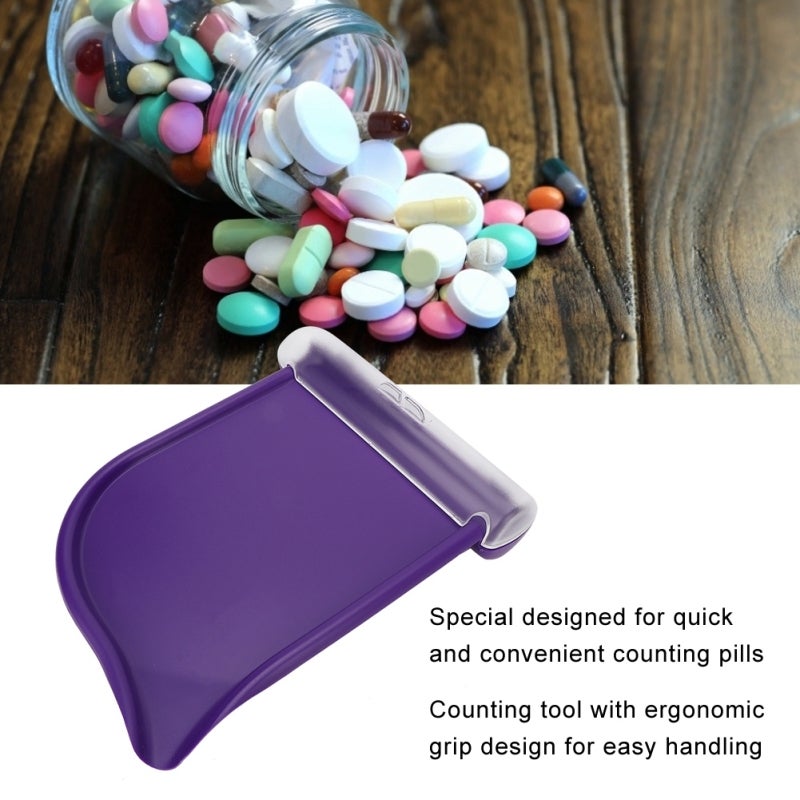 Pills Counting Tray Durable ABS Material Quick Counting Pills Counter Dispenser - Transparent Slot Cover Ergonomic Grip Pill Dispensing Tool for Pharmacists Pharmacy Technicians - Image 1