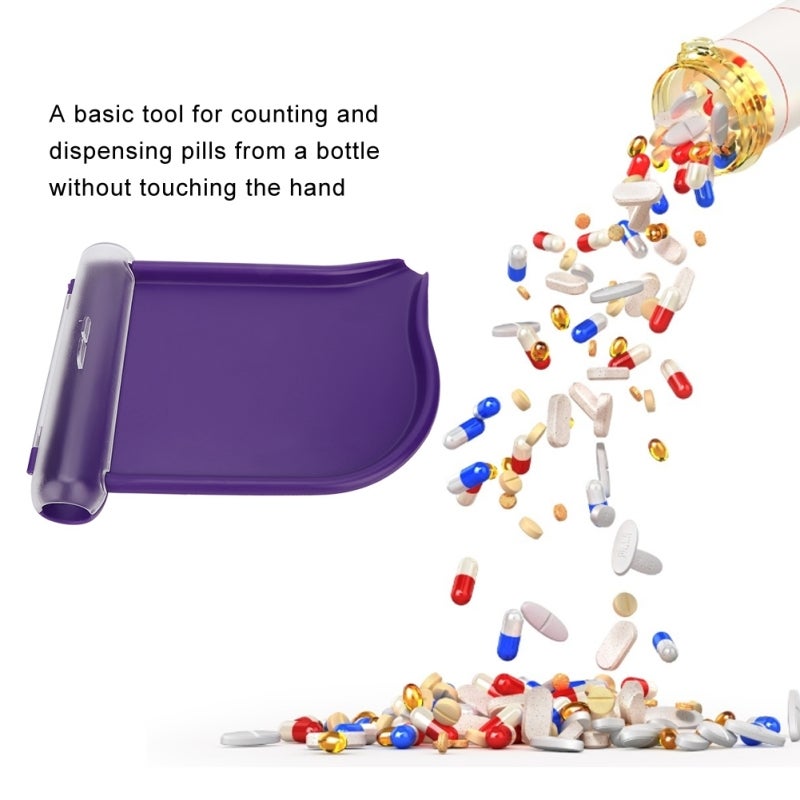 Pills Counting Tray Durable ABS Material Quick Counting Pills Counter Dispenser - Transparent Slot Cover Ergonomic Grip Pill Dispensing Tool for Pharmacists Pharmacy Technicians - Image 2