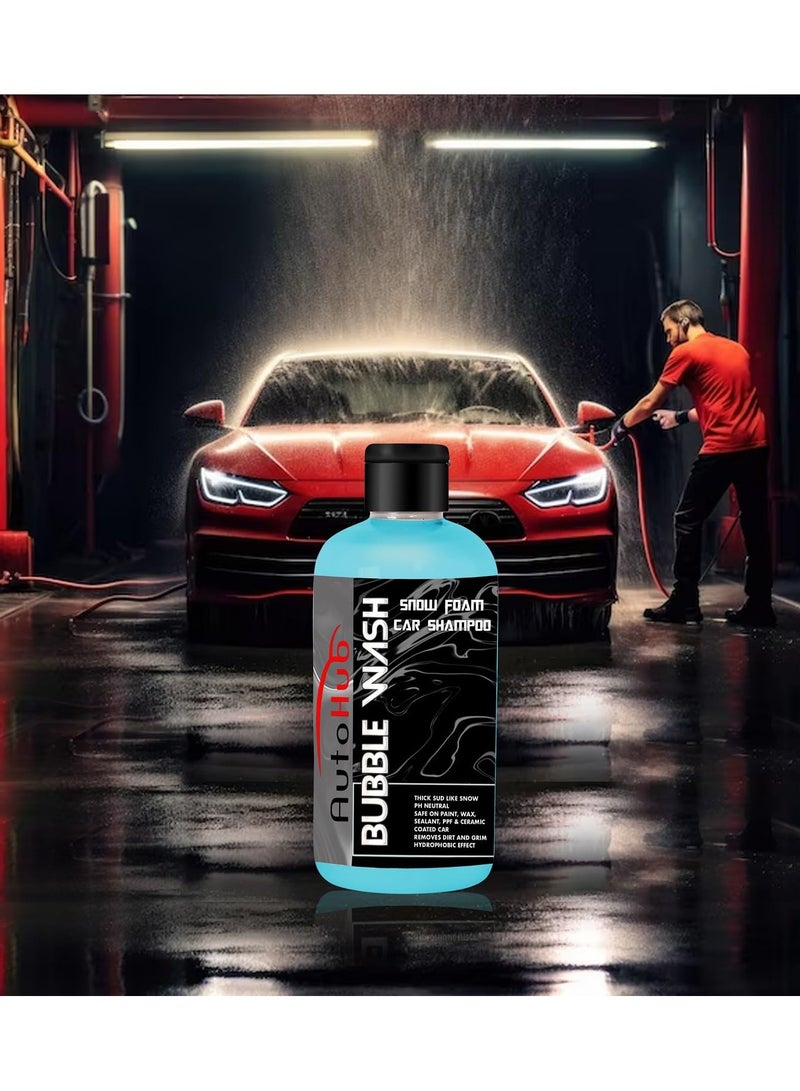 Auto Hub Car Wash Shampoo Concentrate - pH Neutral for Safe Car Cleaning Thick Snow Foam Car Shampoo for Removing Tough Dirt- 300ml Blue - Image 4