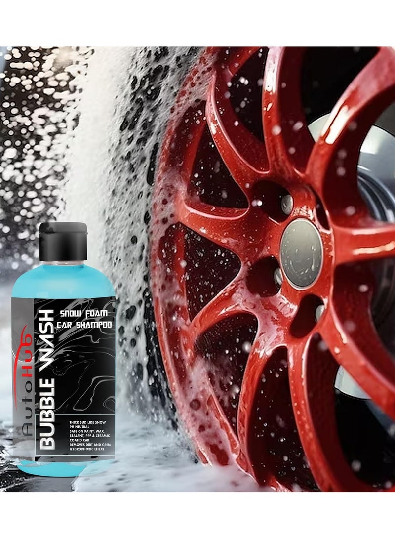 Auto Hub Car Wash Shampoo Concentrate - pH Neutral for Safe Car Cleaning Thick Snow Foam Car Shampoo for Removing Tough Dirt- 300ml Blue - Image 2
