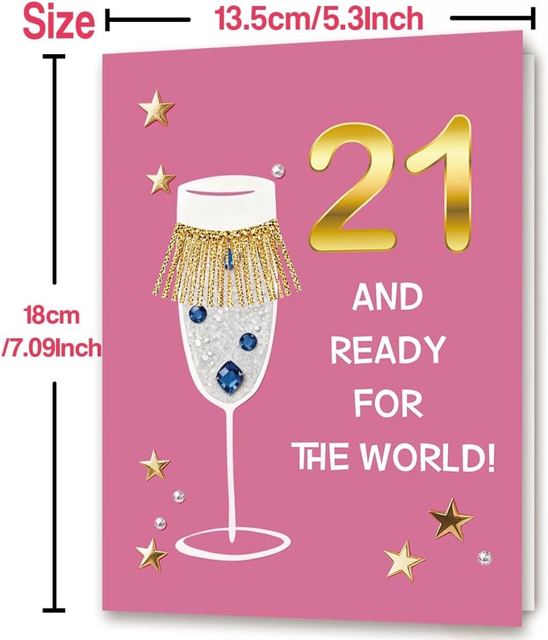 21st Birthday Card for Her,Funny 21st Birthday Gifts & Decorations for Women，21 Year Old Birthday Gifts Ideas for Girl Sister Daughter Friend Bestie - Image 3