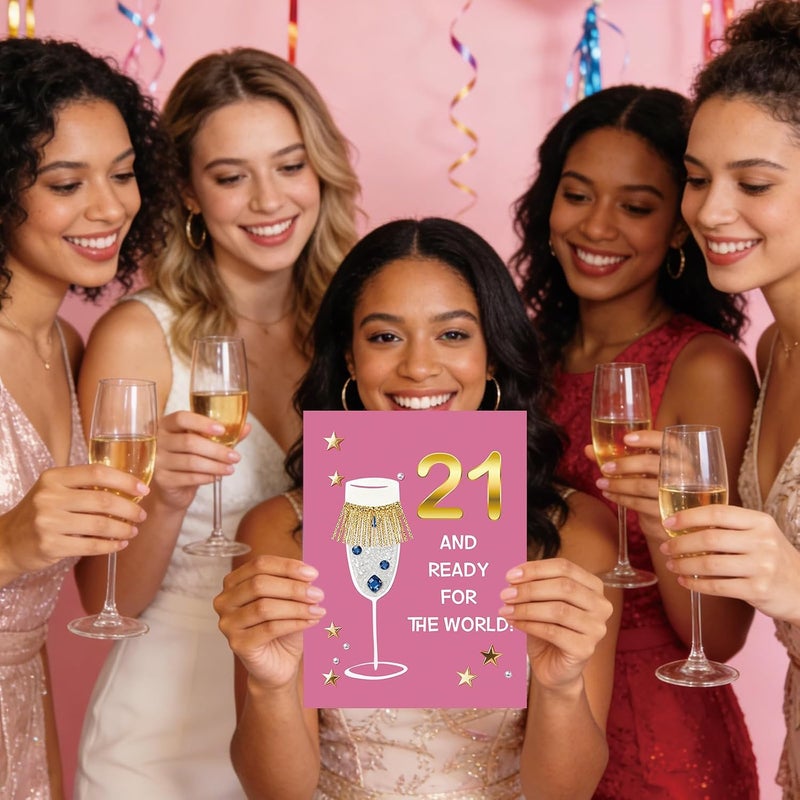 21st Birthday Card for Her,Funny 21st Birthday Gifts & Decorations for Women，21 Year Old Birthday Gifts Ideas for Girl Sister Daughter Friend Bestie - Image 5