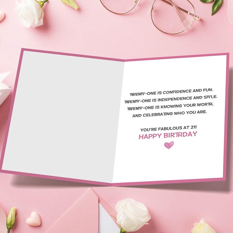 21st Birthday Card for Her,Funny 21st Birthday Gifts & Decorations for Women，21 Year Old Birthday Gifts Ideas for Girl Sister Daughter Friend Bestie - Image 2