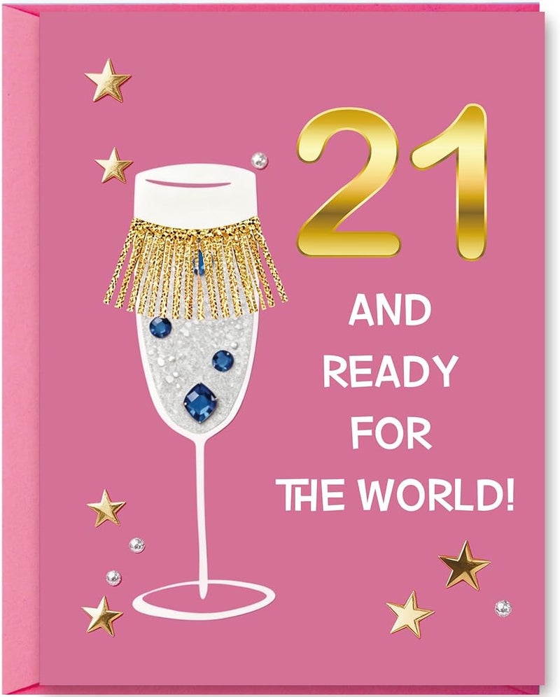 21st Birthday Card for Her,Funny 21st Birthday Gifts & Decorations for Women，21 Year Old Birthday Gifts Ideas for Girl Sister Daughter Friend Bestie - Image 1