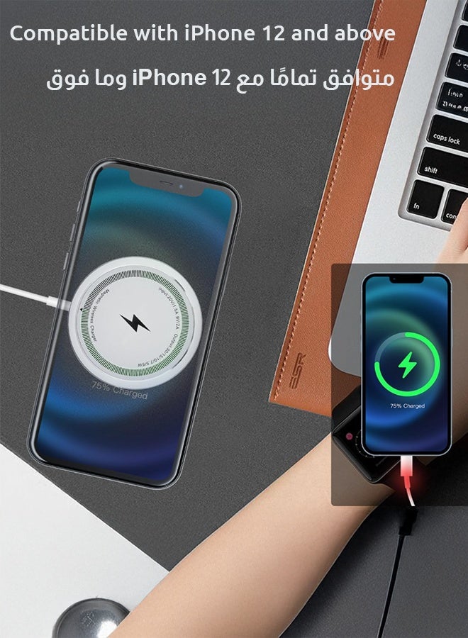 Magnetic Wireless Charger, MagSafe Compatible Fast Charging Pad for iPhone 15/14/13/12 Series, Max 15W, Strong Magnet, Dual USB-A & USB-C Ports – for AirPods & MagSafe Case Devices - Image 5