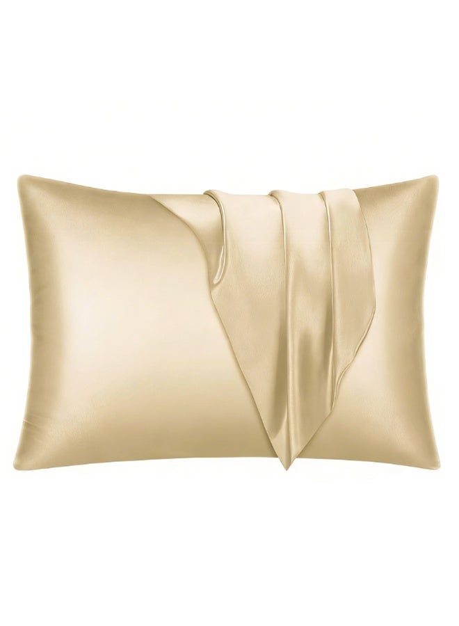 2-Pack Satin Pillowcase for Hair and Skin, Silky Soft Pillow Covers with Envelope Closure, Cooling Smooth Bedding Pillowcase Standard Size (Champagne, 20x26 Inch) - Image 1