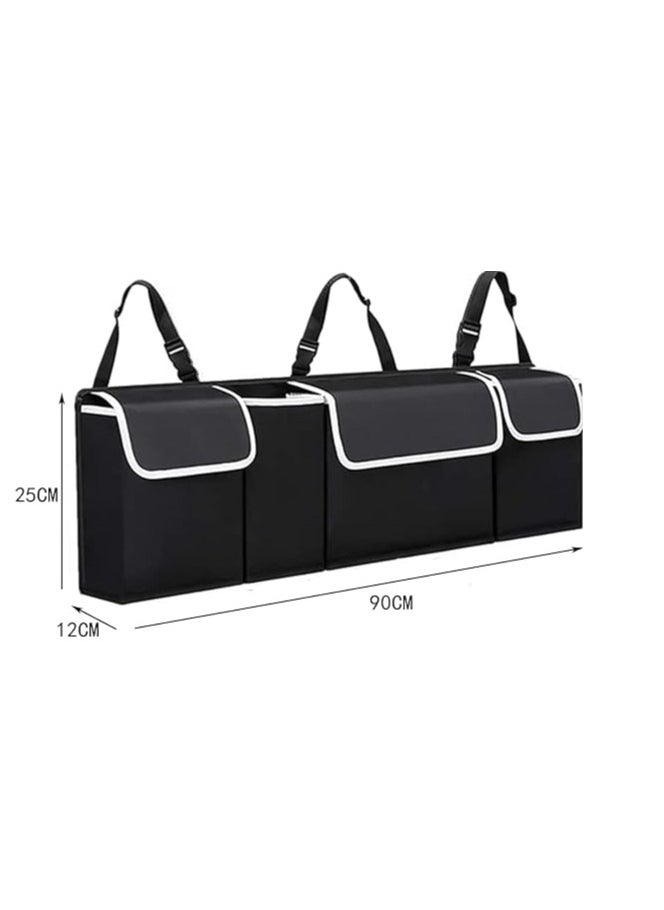 NOAEOU NOAEOU Car Trunk Organizer and Storage, Backseat Hanging Organizer for SUV, Truck, MPV, Waterproof, Collapsible Cargo Storage Bag with 4 Pockets, Car Interior Accessories (Black)  - Image 2