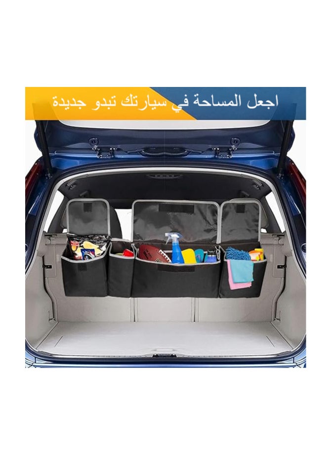 NOAEOU NOAEOU Car Trunk Organizer and Storage, Backseat Hanging Organizer for SUV, Truck, MPV, Waterproof, Collapsible Cargo Storage Bag with 4 Pockets, Car Interior Accessories (Black)  - Image 4
