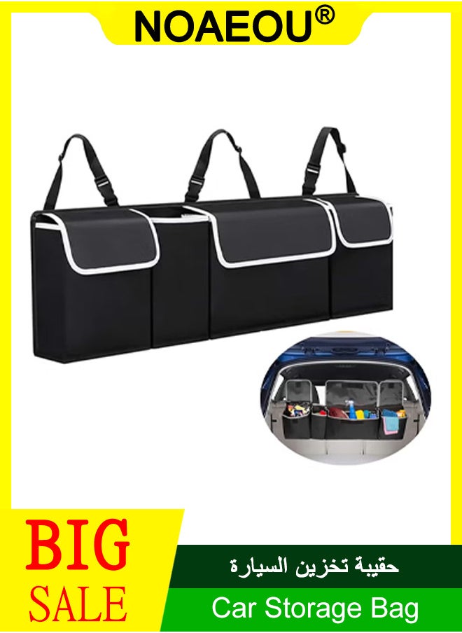 NOAEOU NOAEOU Car Trunk Organizer and Storage, Backseat Hanging Organizer for SUV, Truck, MPV, Waterproof, Collapsible Cargo Storage Bag with 4 Pockets, Car Interior Accessories (Black)  - Image 1