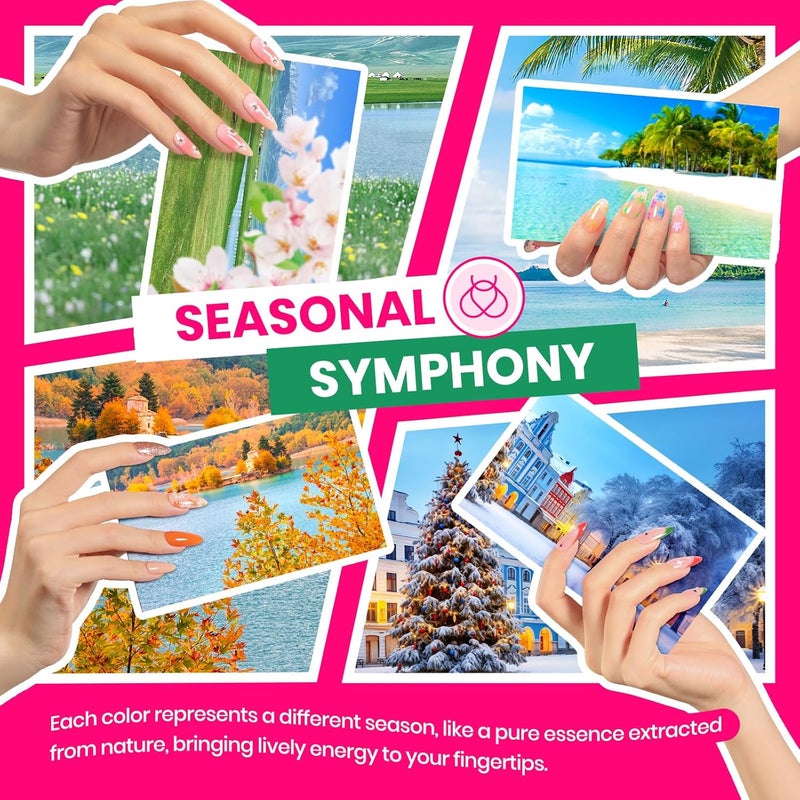 جل البولندية الخنافس مجموعة أظافر جيل من بيتلز مع ضوء UV 85 قطعة، Seasonal Symphony 55 لونًا، مجموعة أظافر مع زينة ماسية وملصقات فن أظافر وأدوات مانيكير، قابلة للإزالة، مجموعة أظافر لجميع الفصول تصميم عملي شائع بالسوق - Image 3