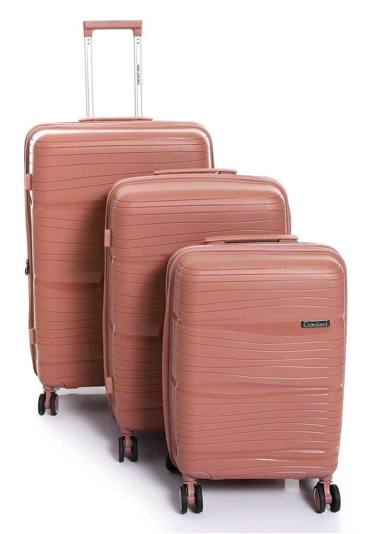 Crossland - CROSSLAND Unbreakable Trolley Luggage Suitcases TSA Lock and Double Expandable Zipper Provide 25% Extra Space - 3 Pcs Set - Image 1
