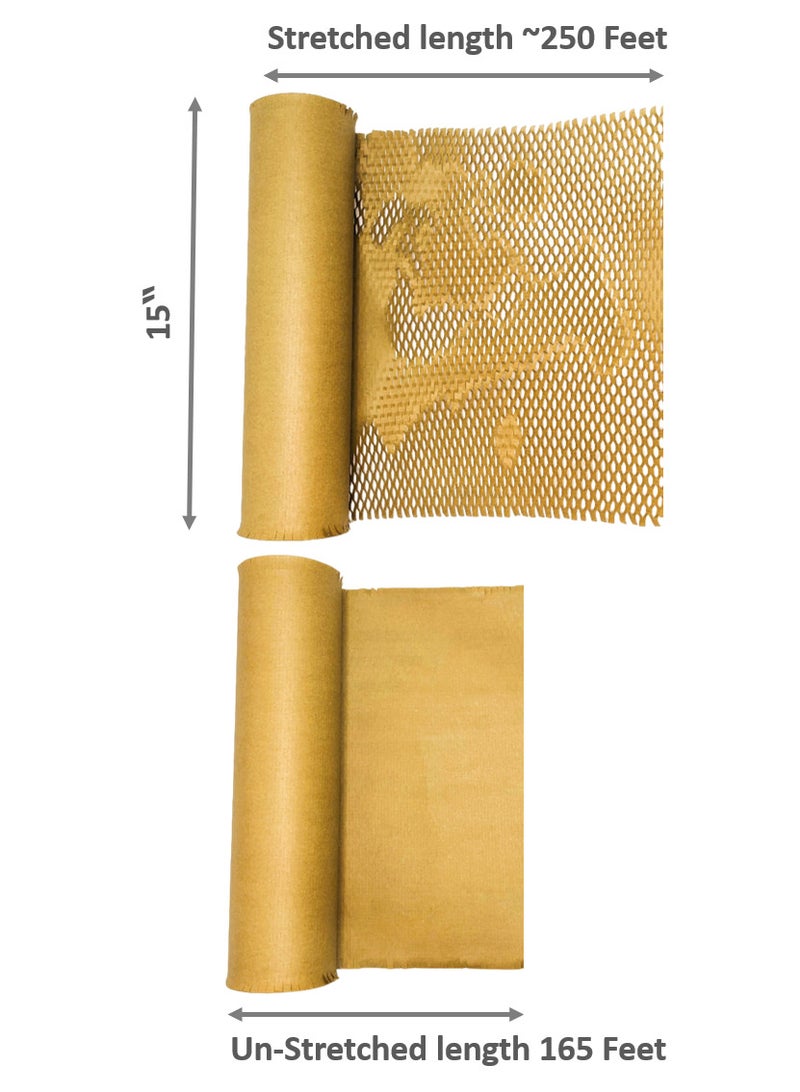 إيكوبي ثينك جرين غلاف فقاعي صديق للبيئة | ورق قرص العسل للتغليف الواقي مع توسيد | 15 بوصة × 165 قدما (قابلة للاستخدام 250 قدما) | تغليف اللوازم ، العناصر الهشة ، الهدايا - Image 2