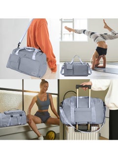 roaiss Duffle Bag for Women Sports with Wet Pocket Shoe Compartment Overnight Weekender Travel Bag Thicken Sports Tote Gym Bag Workout Carry on Bag with Adjustable Strap Blue  - Image 2