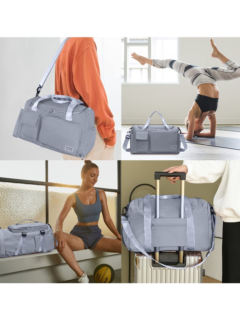 roaiss Duffle Bag for Women Sports with Wet Pocket Shoe Compartment Overnight Weekender Travel Bag Thicken Sports Tote Gym Bag Workout Carry on Bag with Adjustable Strap Blue  - Image 2