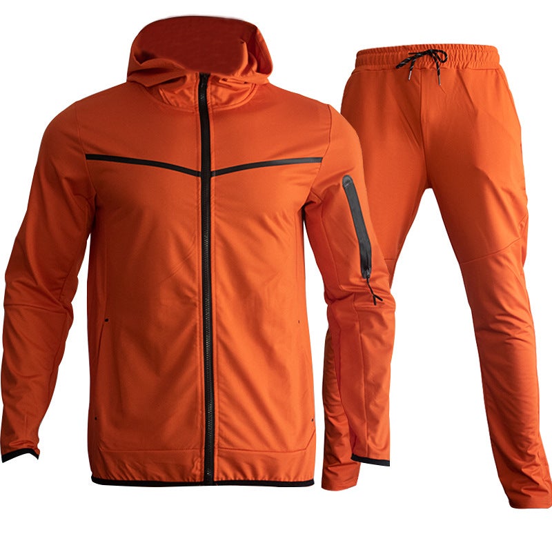 Spring and Autumn European Goods Cross-border E-commerce Best Selling Mens Sportswear Trousers Sweatshirt Hood NK Gook Sports Leisure suit full orange 