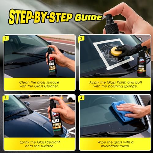 DEAPLLEONC Cerium Oxide Glass Polishing Kit, Windshield Glass Scratch Remover - Restores Clarity & Removes Wiper Marks, Swirls, Water Spots - Complete DIY Kit - Image 4